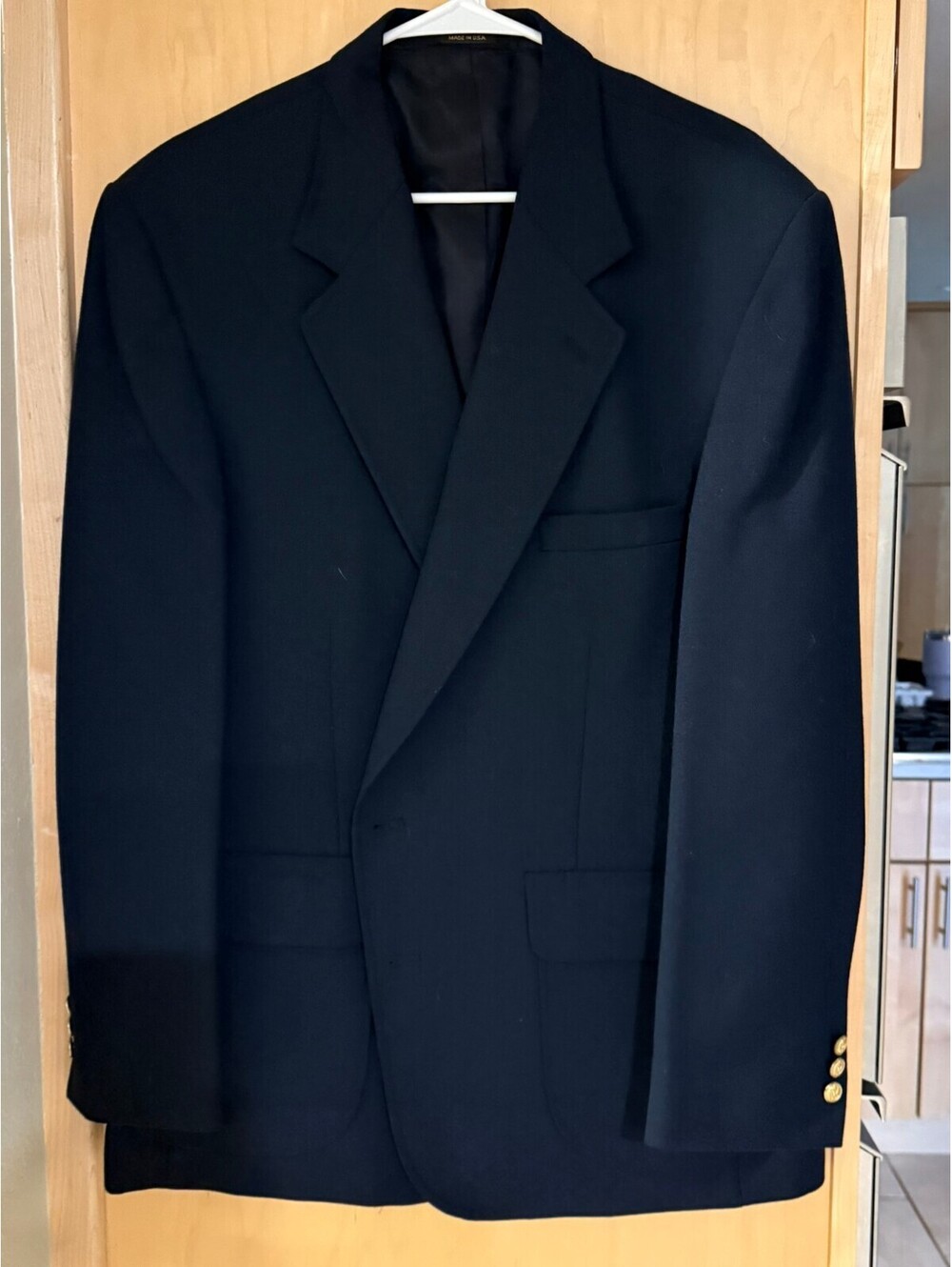 Vintage Andhurst Navy Blazer 46R Gold Eagle Buttons USA Preppy Sport Coat